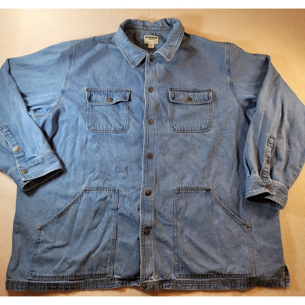 Duke Haband 3X 100% Cotton Denim Chore Barn Jacket Western Boho  Vtg 90s snap